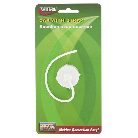 HOSE CAP,  3/4IN,  WITH STRAP,  WHITE,  CARDED