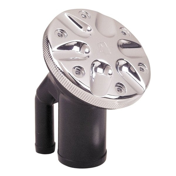 Perko 0590DPGCHR Polymer Vented Fill with Angled Neck for 1-1/2" Hose - Gas-Marked Chrome Cap