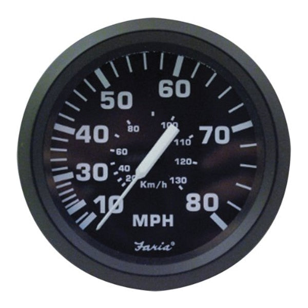 Faria 32812 Euro Speedometer (80 MPH) - 4",  Black