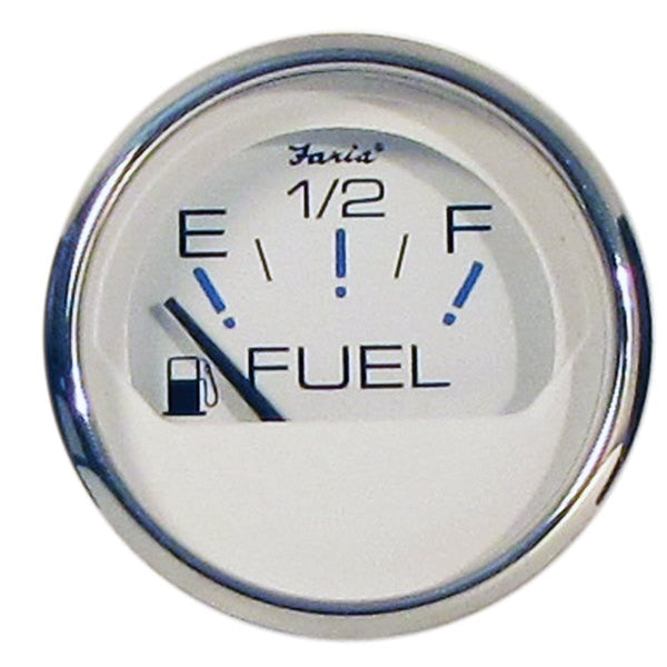 Faria 13801 Chesapeake Stainless Steel Fuel Level Gauge (E-1/2-F) - 2",  White