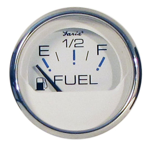 Faria 13801 Chesapeake Stainless Steel Fuel Level Gauge (E-1/2-F) - 2",  White