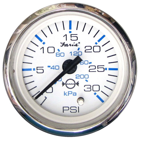 Faria 13812 Chesapeake Stainless Steel Water Pressure Gauge Kit (30 PSI) - 2",  White