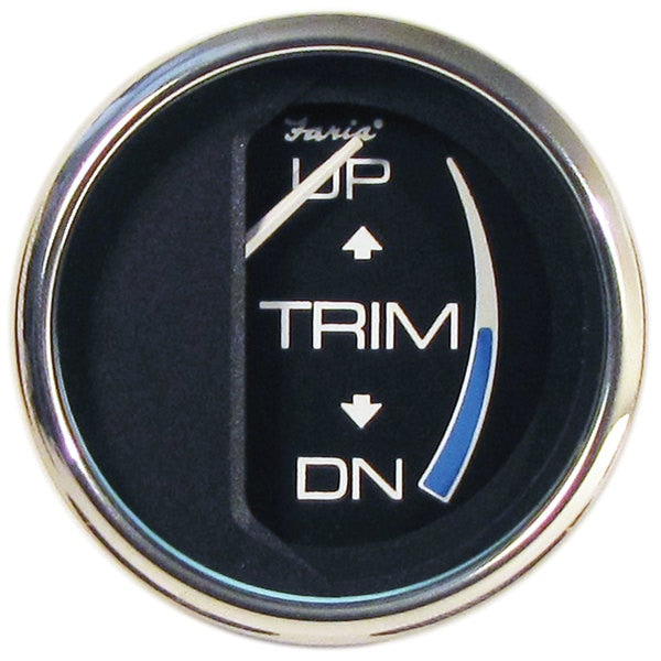 Faria 13709 Chesapeake Stainless Steel Trim Gauge (Johnson/Evinrude/Suzuki Outboard) - 2",  Black