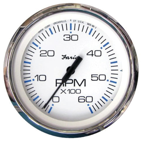 Faria 33807 Chesapeake Stainless Steel Tachometer (6000 RPM) - 4",  White