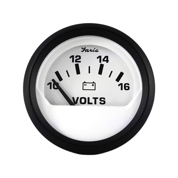 Faria 12911 Euro Voltmeter (10-16 VDC) - 2",  White