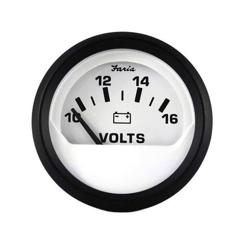Faria 12911 Euro Voltmeter (10-16 VDC) - 2",  White