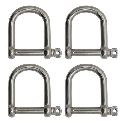 Extreme Max 3006.8225.4 BoatTector Stainless Steel Wide D Shackle - 1/4",  4-Pack