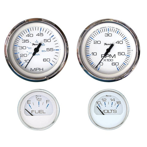 KTF002 Outboard 4-Gauge Boxed Speedometer/Tachometer/Fuel Level/Voltmeter