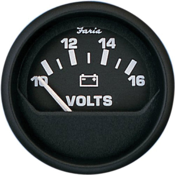 Faria 12821 Euro Voltmeter (10-16 VDC) - 2",  Black