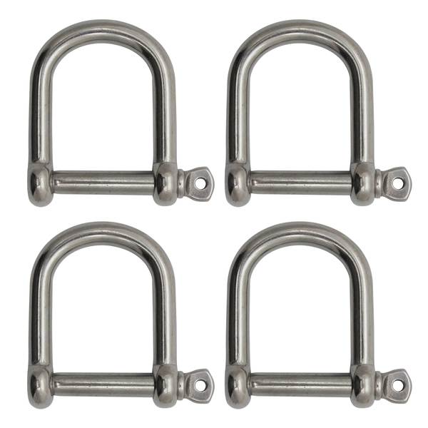 Extreme Max 3006.8234.4 BoatTector Stainless Steel Wide D Shackle - 1/2",  4-Pack