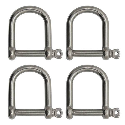 Extreme Max 3006.8234.4 BoatTector Stainless Steel Wide D Shackle - 1/2",  4-Pack