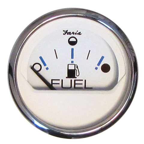 Faria 13818 Chesapeake Fuel Level Gauge - White SS,  2"