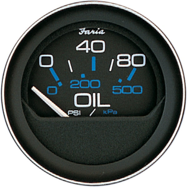 Faria 13002 Coral Oil Pressure Gauge (80 PSI) - 2",  Black