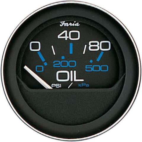 Faria 13002 Coral Oil Pressure Gauge (80 PSI) - 2",  Black