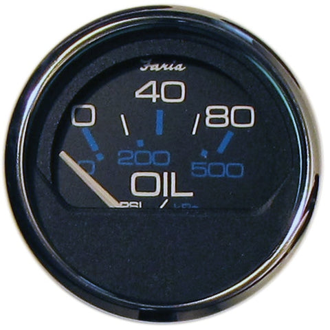 Faria 13702 Chesapeake Stainless Steel Oil Pressure Gauge (80 PSI) - 2",  Black
